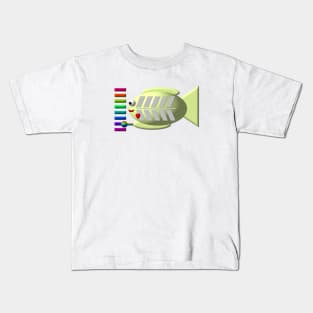 X-Ray Fish Playing a Xylophone Kids T-Shirt